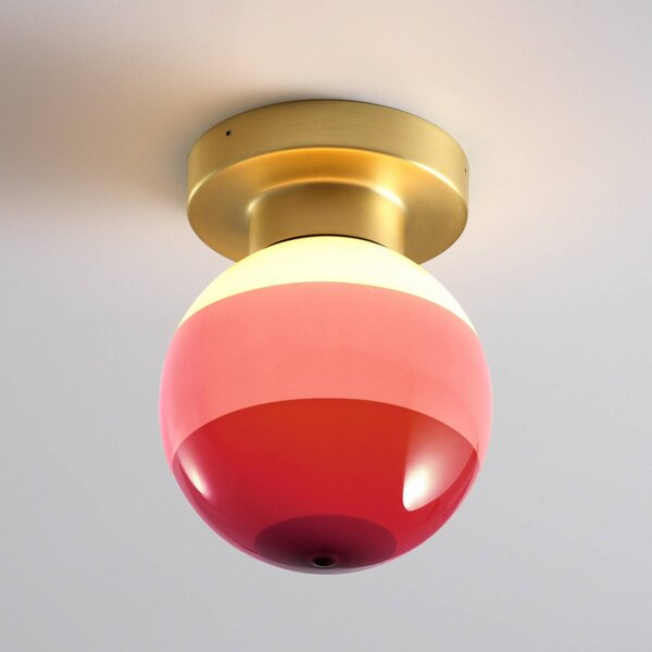 MARSET LED nástěnné světlo Dipping Light A2, vínově červená/mosazná, stmívatelný, Mosaz / zlato, Obývací pokoj / jídelna, kov, Design, Koule