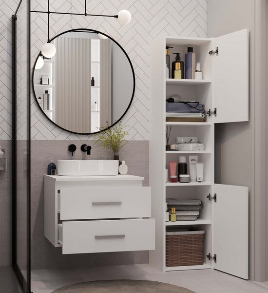 TP Living Závěsná skříňka pod umyvadlo s deskou NEL 2S 60 cm bílá