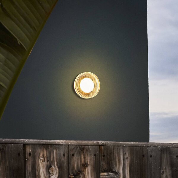 MARSET LED venkovní nástěnné svítidlo Roc, Ø 14 cm, bílá/průsvitná, stmívatelný, Bílá / opál, Hliník, Design