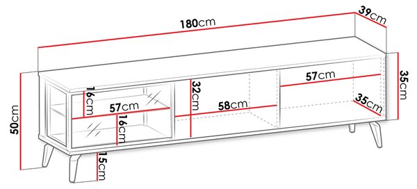 Široká televizní skříňka TOUDI - bella noce / kašmír