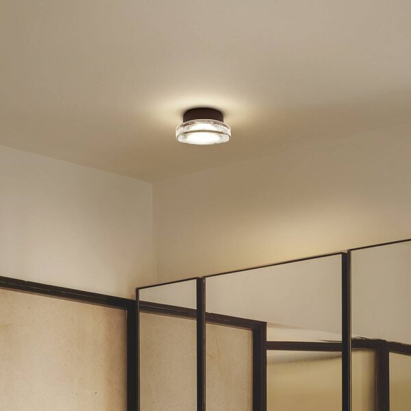 MARSET LED venkovní nástěnné svítidlo Roc, Ø 17 cm, černá/průsvitná, stmívatelný, Černá, Hliník, Design