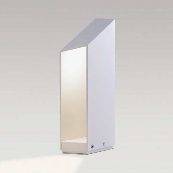 MARSET LED stojací lampa Domus, výška 37 cm, bílá, hliník, stmívatelný, Bílá / opál, Hliník, Design