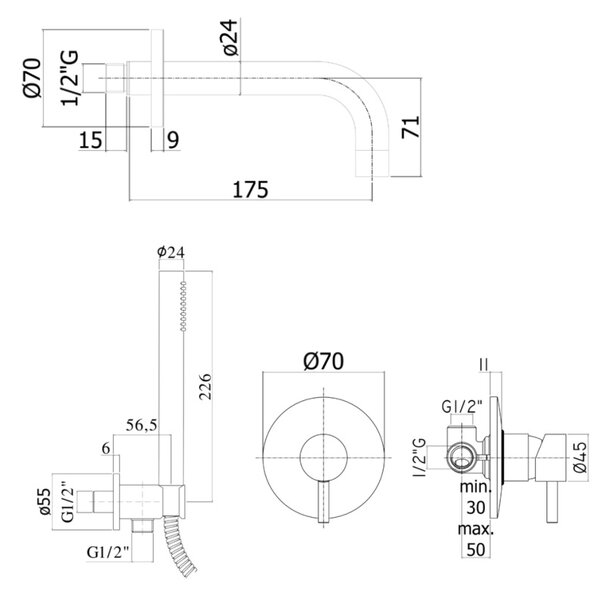 Paffoni Light vanová baterie pod omítku chrom SK010CR70ZWW