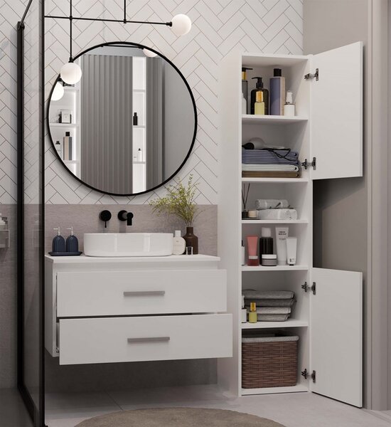 TP Living Závěsná skříňka pod umyvadlo s deskou NEL 2S 80 cm bílá