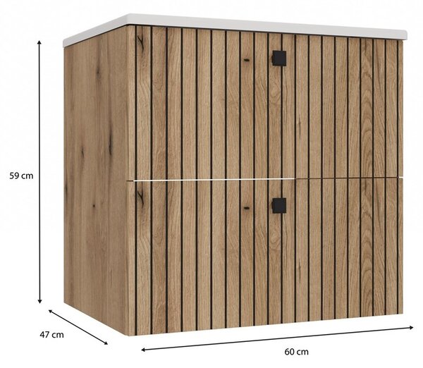 TP Living Závěsná skříňka s umyvadlem TIGO 2S 60 cm dub evoke