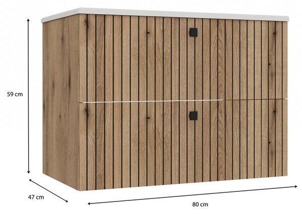 TP Living Závěsná skříňka s umyvadlem TIGO 2S 80 cm dub evoke