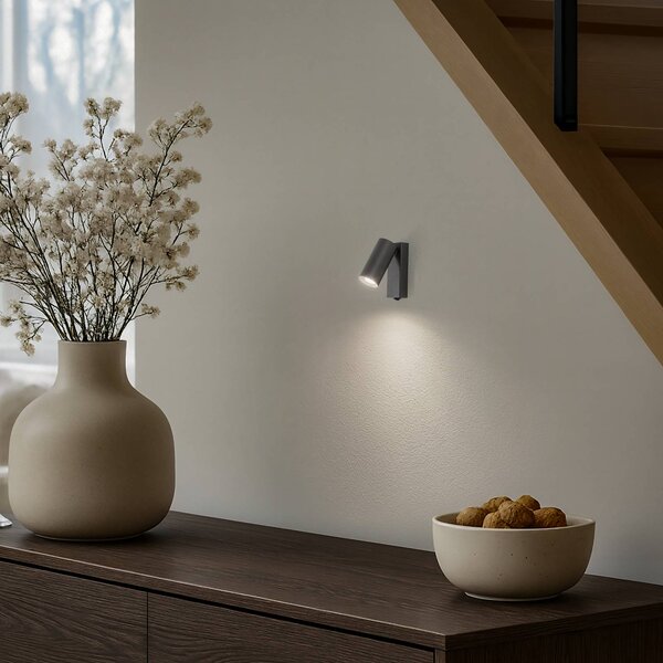 Nowodvorski Lighting Nástěnné bodové svítidlo FOURTY, tmavě šedé, výška 17 cm, kov, GU10, Hliník / šedá / zinek, Obývací pokoj / jídelna, kov, Moderní