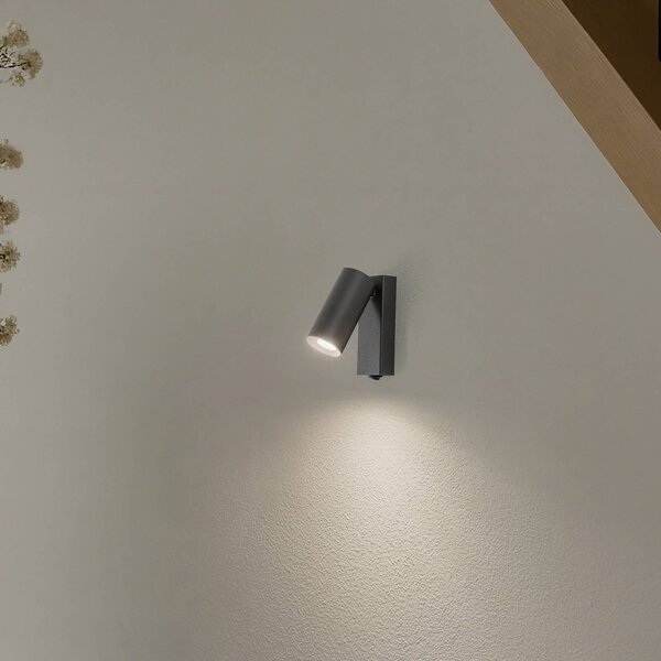 Nowodvorski Lighting Nástěnné bodové svítidlo FOURTY, tmavě šedé, výška 17 cm, kov, GU10, Hliník / šedá / zinek, Obývací pokoj / jídelna, kov, Moderní