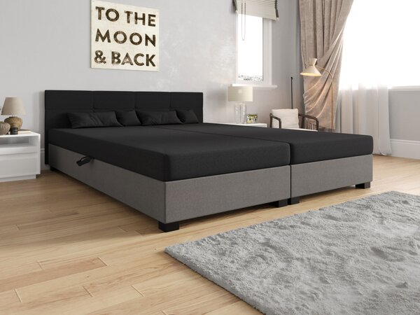 Americká postel s úložným prostorem 140x200 ROSIE 15 - tmavě šedá / tmavě béžová