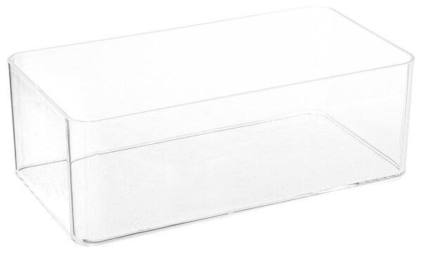 Box na kapesníky Selena, 25,3x9,3x13,3 cm, čirá/s dřevěnými prvky