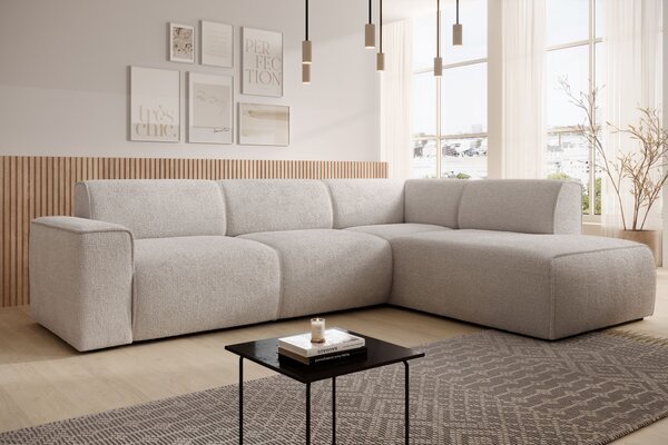 Designová sedací souprava OSKARA L - béžová, pravý roh