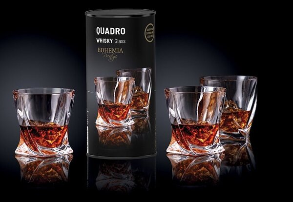 BOHEMIA PRESTIGE QUADRO SKLENICE NA WHISKY V TUBĚ 340 ML SADA 2KS