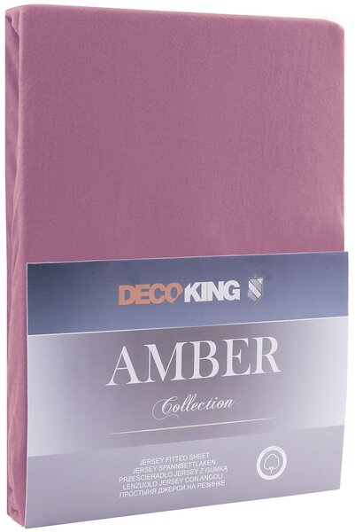 DecoKing Bavlněné jersey prostěradlo Amber, švestkově růžová Rozměr: 180-200x200 cm