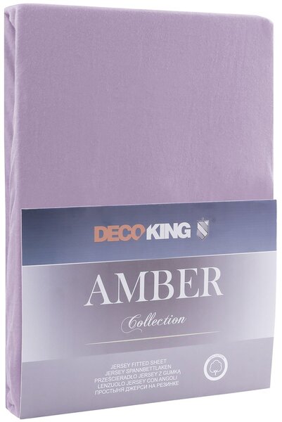 DecoKing Bavlněné jersey prostěradlo Amber, levandulově fialová Rozměr: 220-240x220 cm