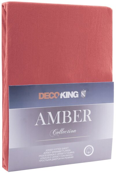 DecoKing Bavlněné jersey prostěradlo Amber, starorůžová Rozměr: 180-200x200 cm