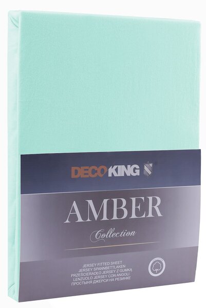 DecoKing Bavlněné jersey prostěradlo Amber, světle tyrkysová Rozměr: 180-200x200 cm