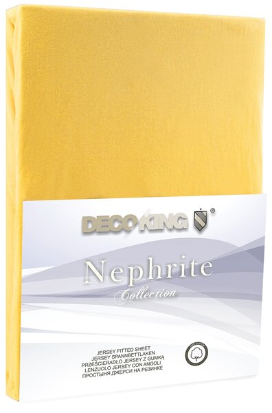 FLHF Bavlněné jersey prostěradlo Nephrite, zlatě žlutá Rozměr: 80-90x200 cm