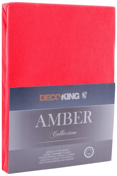 FLHF Bavlněné jersey prostěradlo Amber, červená Rozměr: 200-220x200 cm