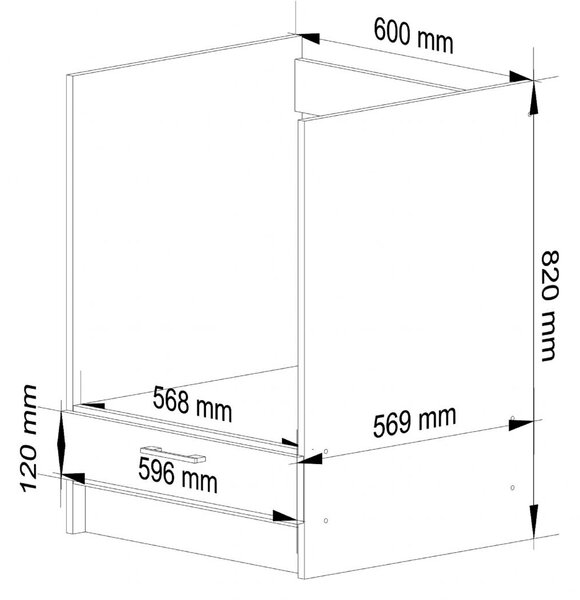 Skříňka na vestavnou troubu LIMA široká 60cm a vysoká 82cm DubSonoma / Bílá