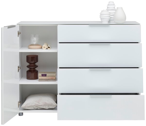 ŠIROKÁ KOMODA, vysoce lesklá bílá, 135/99/40 cm Voleo
