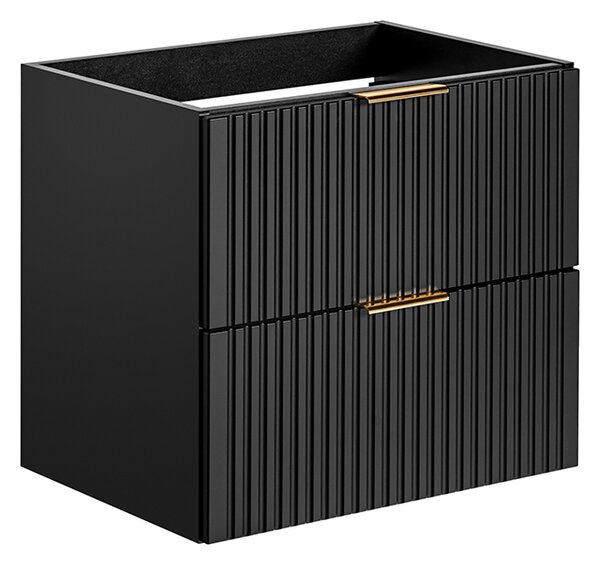 Koupelnová skříňka ADEL BLACK 80cm s deskou, umyvadlem a regálem Dub Wotan