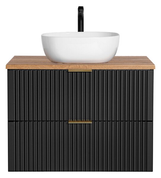Koupelnová skříňka ADEL BLACK 80cm s deskou a umyvadlem
