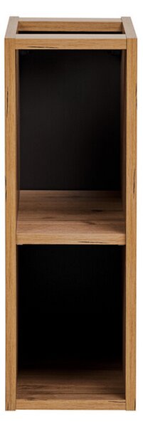 Koupelnová skříňka ADEL BLACK 80cm s deskou, umyvadlem a regálem Dub Wotan