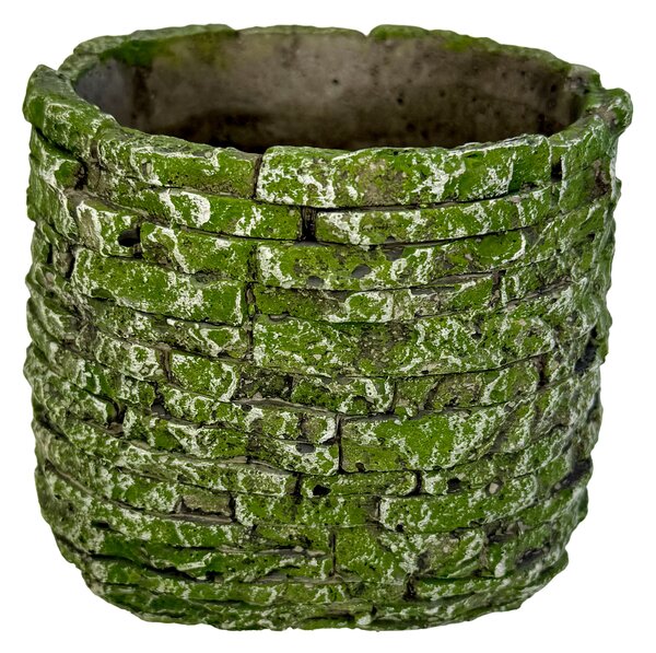 BETONOVÝ KVĚTINÁČ zelený pr.14cm "SKLÁDANÝ KÁMEN"