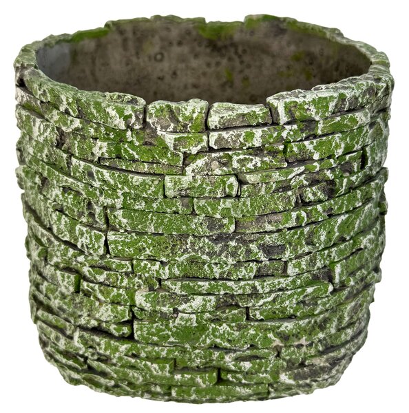 BETONOVÝ KVĚTINÁČ zelený pr.18cm "SKLÁDANÝ KÁMEN"