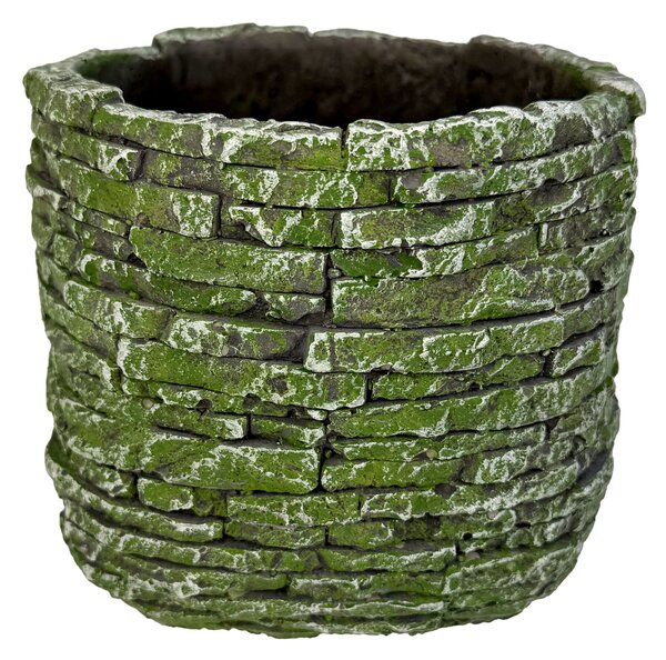 BETONOVÝ KVĚTINÁČ zelený pr.16cm "SKLÁDANÝ KÁMEN"