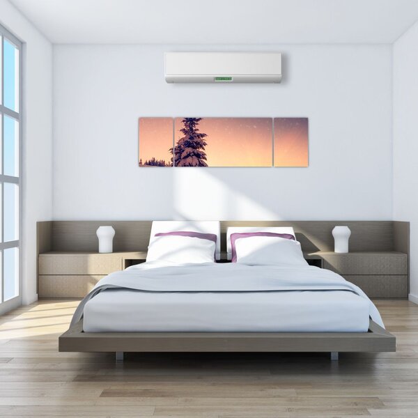 Obraz zasněženého stromu na louce (170x50 cm)