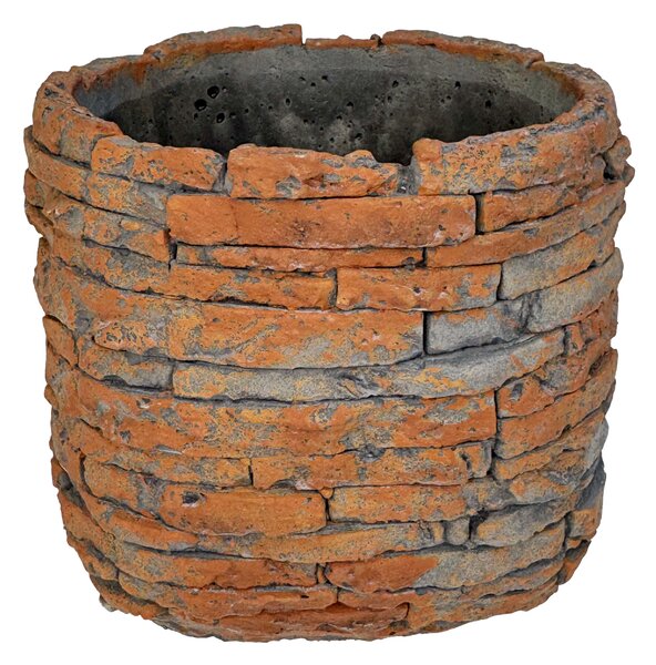 BETONOVÝ KVĚTINÁČ CIHLOVÝ pr.14cm "SKLÁDANÝ KÁMEN"