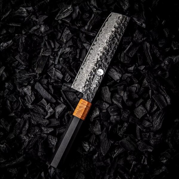 Nakiri nůž z damaškové oceli SaKuRo Eben 2.0 16 cm