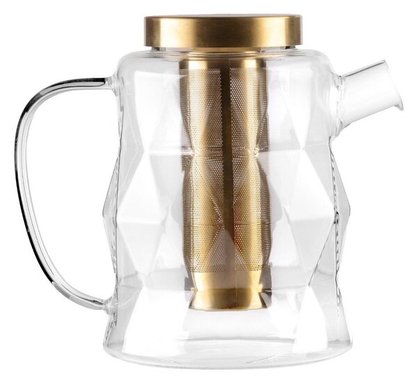 Skleněná konvice na čaj se sítkem ve zlaté barvě 1,3 l Geo – Vialli Design