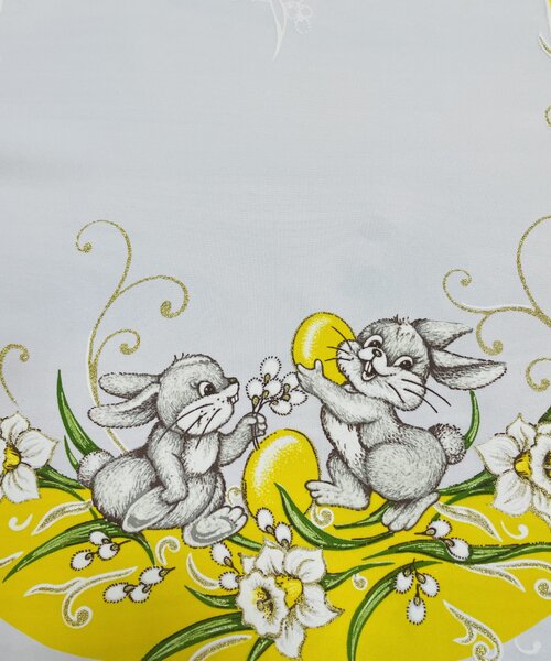 Velikonoční ubrus Zajíčci žlutý 90x90cm TiaHome