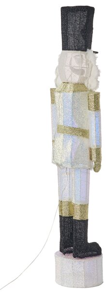 Venkovní dekorace LED STOROVAN 152 cm Louskáček Bílá/Zlatá
