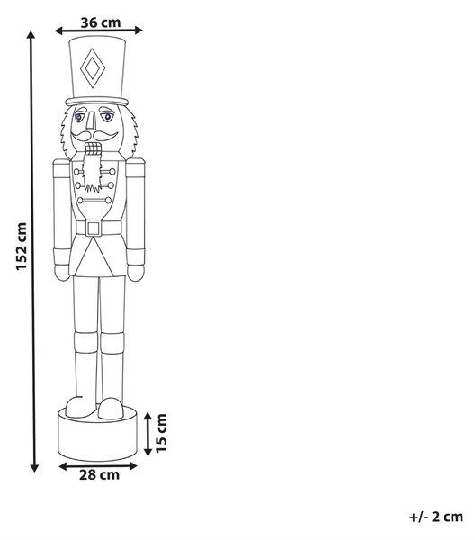 Venkovní dekorace LED STOROVAN 152 cm Louskáček Bílá/Zlatá