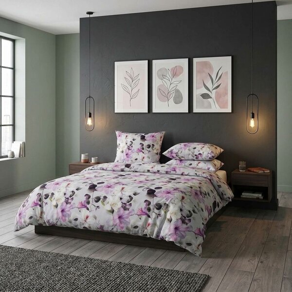 Saténové povlečení LUXURY COLLECTION Ibišek fialový