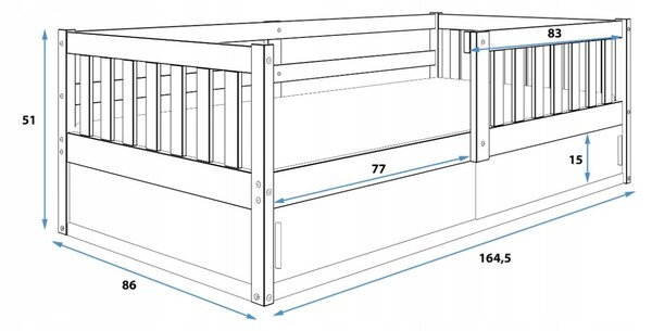 Dětská postel s úložným prostorem SMART 160x80 cm - bílá