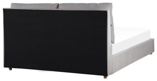 Postel s úložným prostorem BATILLY Umělý samet Světle šedá 160 x 200 cm