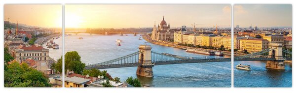 Obraz města Budapešť s řekou (170x50 cm)