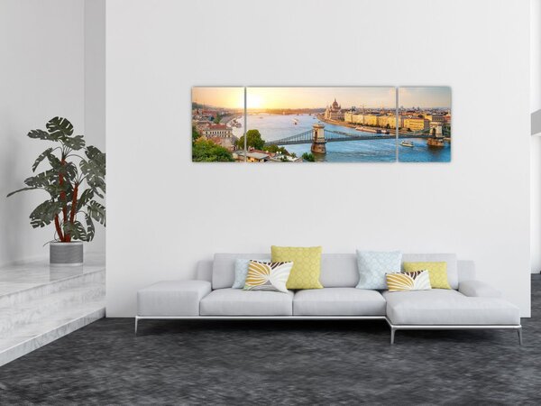 Obraz města Budapešť s řekou (170x50 cm)