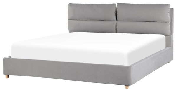 Postel s úložným prostorem BATILLY Umělý samet Světle šedá 180 x 200 cm