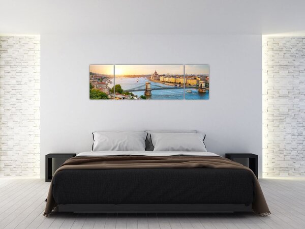 Obraz města Budapešť s řekou (170x50 cm)