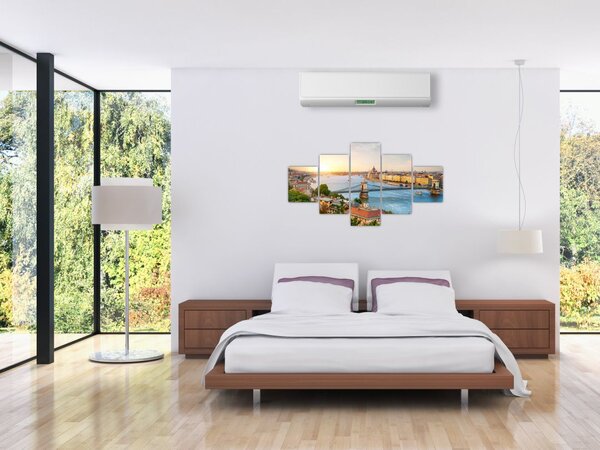 Obraz města Budapešť s řekou (125x70 cm)