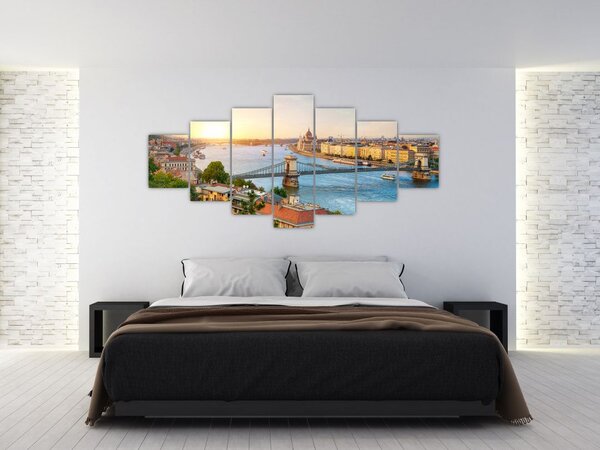 Obraz města Budapešť s řekou (210x100 cm)