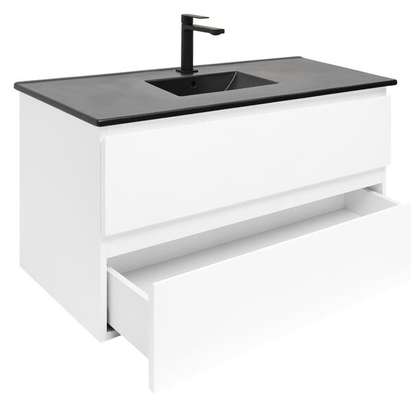 Koupelnová skříňka s keramickým umyvadlem SAT B-Way 99x50x45 cm bílá lesk BWAY2100WU4B2B