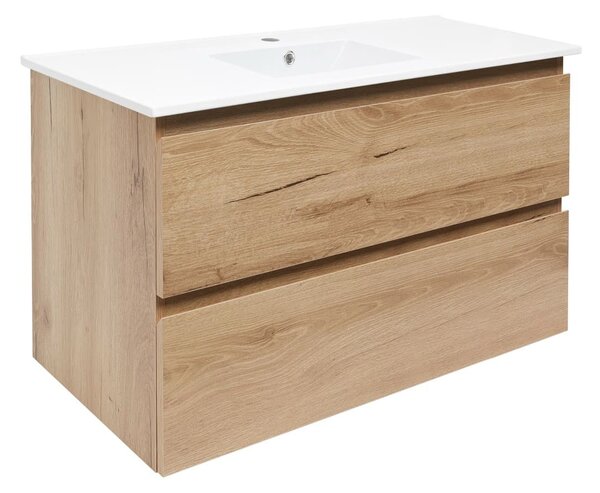 Koupelnová skříňka 2 zásuvková s krycí deskou SAT B-Way 99x50x45 cm dub mat BWAY2100OAKU4BI