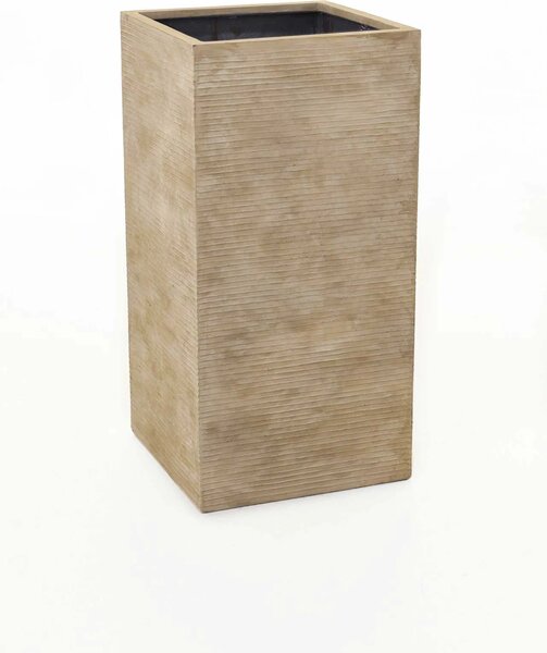 Vysoký květináč BLOCK, sklolaminát, výška 80 cm, béžová řádky