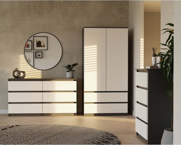 Šatní skříň do předsíně 90 cm TAAVI - antracitová / bílá
